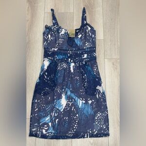 PERUVIAN CONNECTION Blue and White Patterned Dress 👗